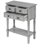 Petite table console de ferme avec rangement, table d'entrée rétro en bois avec tiroirs et étagère inférieure, table d'appoint mince en bois pour entrée