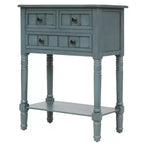 Petite table console de ferme avec rangement, table d'entrée rétro en bois avec tiroirs et étagère inférieure, table d'appoint mince en bois pour entrée