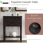 Petite table console de ferme avec rangement, table d'entrée rétro en bois avec tiroirs et étagère inférieure, table d'appoint mince en bois pour entrée