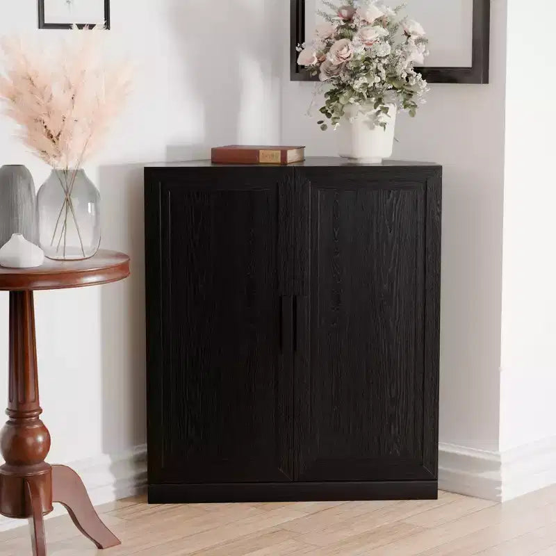 MAYEERTY Armoires de Rangement Modernes à 2 Portes, Rangement Efficace pour Salon, Salle à Manger, Chambre, Noir