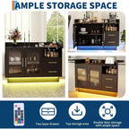 Meuble à vin, Bar à café avec double portes vitrées, Meuble de rangement noir pour alcools pour cuisine salon