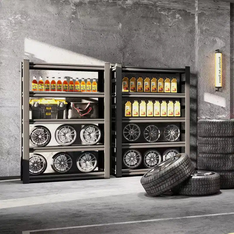 Clihome Étagère de rangement robuste 78H à 5 niveaux, capacité de 907 kg, en acier, tablettes réglables avec rails latéraux