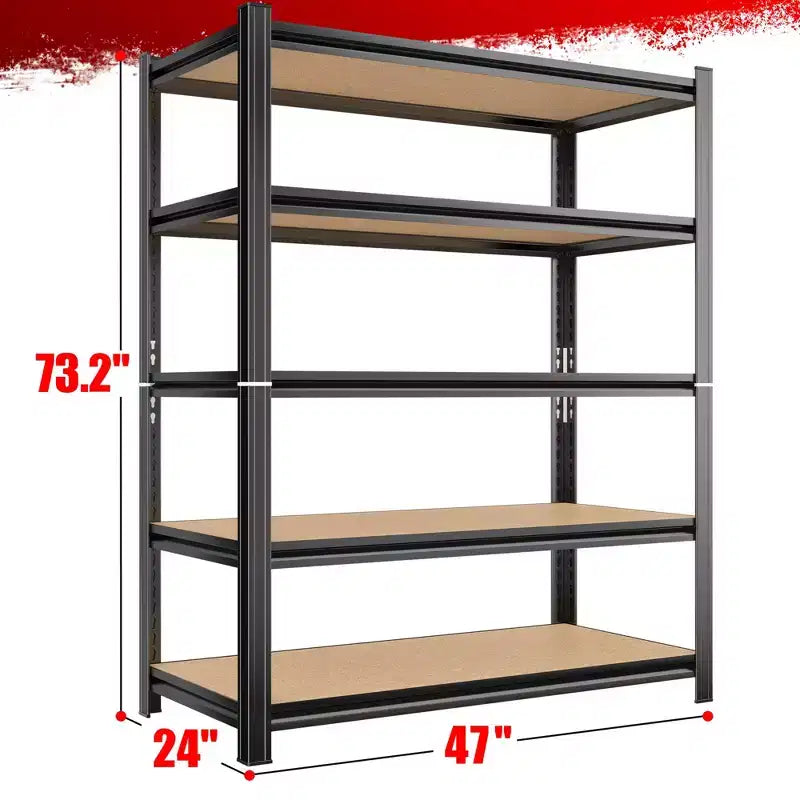 Étagère de rangement métallique à 5 niveaux Clihome, capacité de 1360 kg, étagère réglable robuste