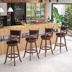Costway Lot de 4 tabourets de bar hauteur 73,5 cm avec cadre en bois d'hévéa et assise rembourrée en similicuir