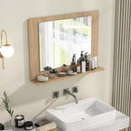 Miroir de salle de bain Costway avec étagère 23,5 x 17,5, cadre en bois rectangulaire