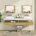 Miroir de salle de bain Costway avec étagère 23,5 x 17,5, cadre en bois rectangulaire