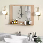 Miroir de salle de bain Costway avec étagère 23,5 x 17,5, cadre en bois rectangulaire