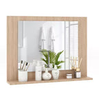 Miroir de salle de bain Costway avec étagère 23,5 x 17,5, cadre en bois rectangulaire