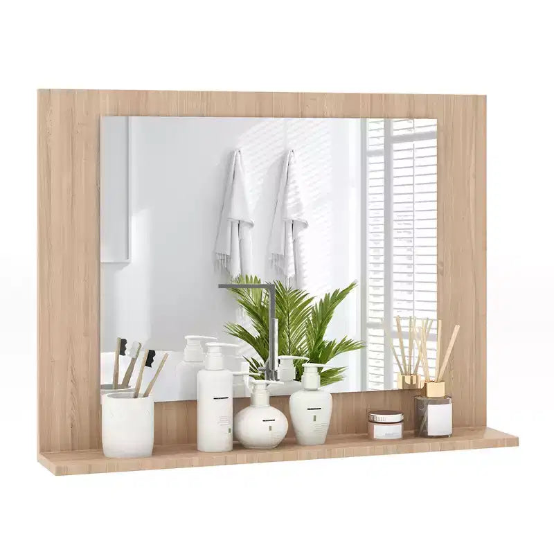 Miroir de salle de bain Costway avec étagère 23,5 x 17,5, cadre en bois rectangulaire