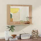 Miroir de salle de bain Costway avec étagère 23,5 x 17,5, cadre en bois rectangulaire