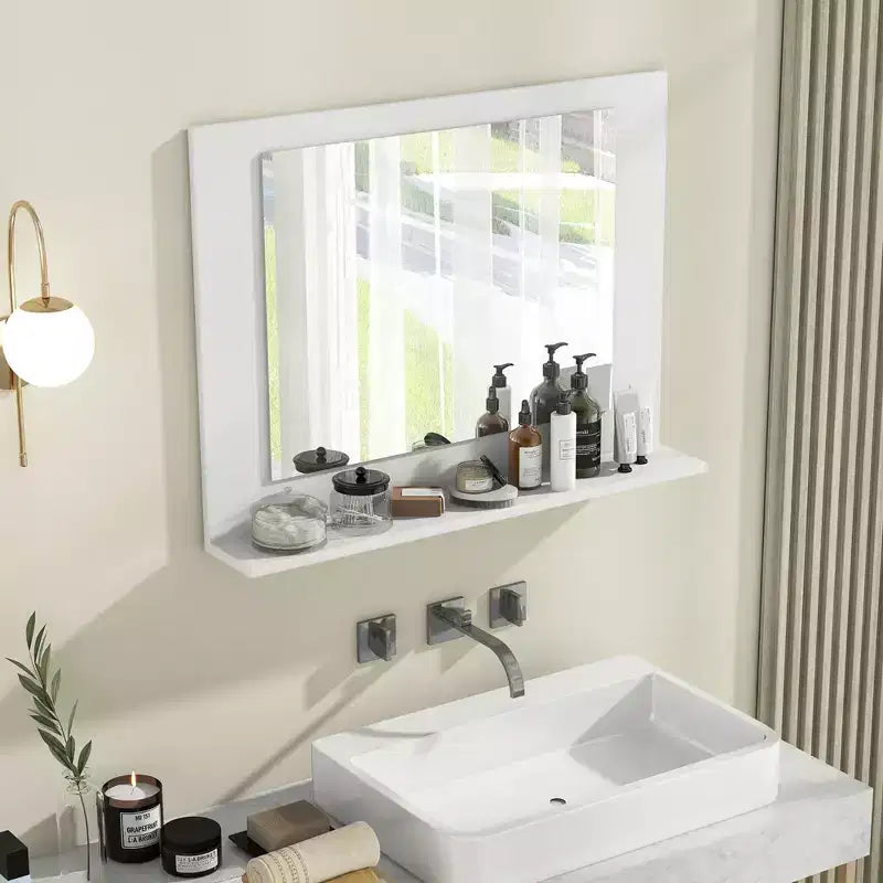 Miroir de salle de bain Costway avec étagère 23,5 x 17,5, cadre en bois rectangulaire