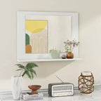 Miroir de salle de bain Costway avec étagère 23,5 x 17,5, cadre en bois rectangulaire