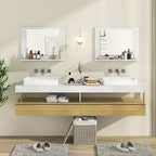 Miroir de salle de bain Costway avec étagère 23,5 x 17,5, cadre en bois rectangulaire