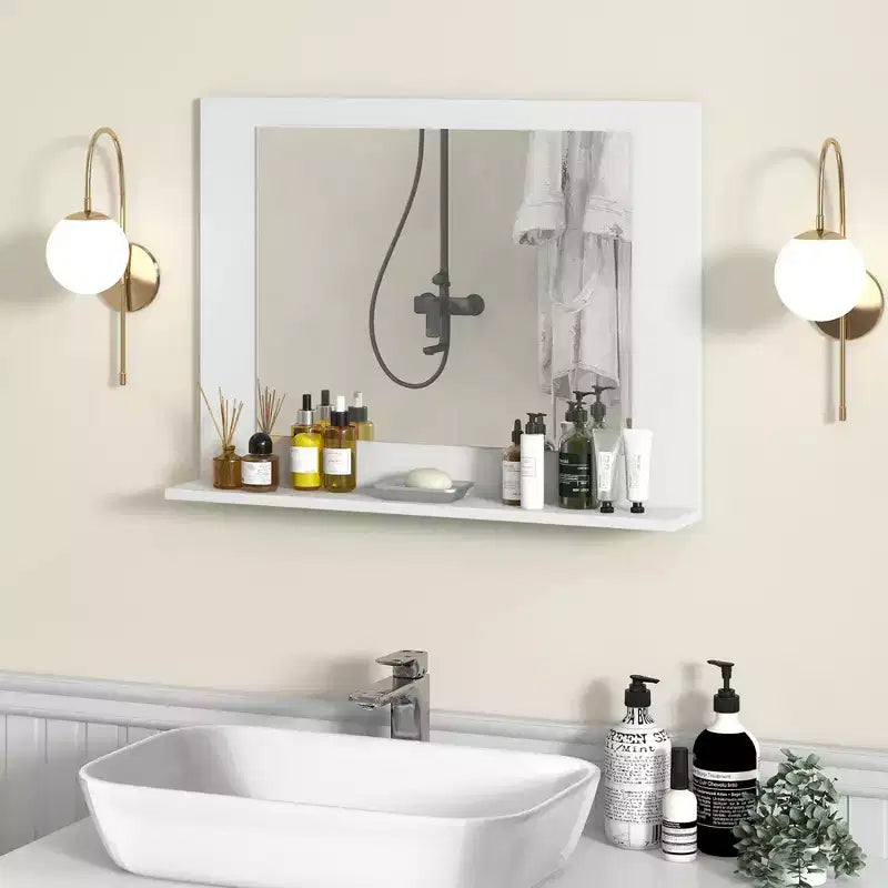 Miroir de salle de bain Costway avec étagère 23,5 x 17,5, cadre en bois rectangulaire