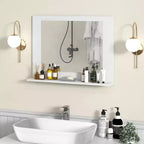 Miroir de salle de bain Costway avec étagère 23,5 x 17,5, cadre en bois rectangulaire