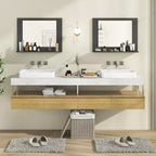 Miroir de salle de bain Costway avec étagère 23,5 x 17,5, cadre en bois rectangulaire