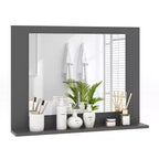 Miroir de salle de bain Costway avec étagère 23,5 x 17,5, cadre en bois rectangulaire