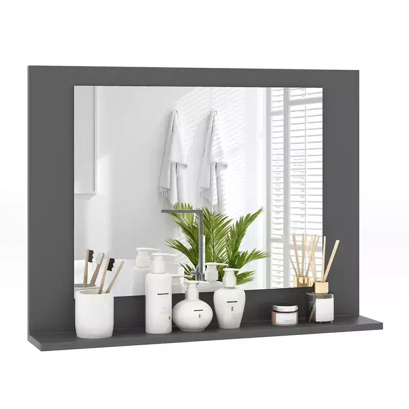 Miroir de salle de bain Costway avec étagère 23,5 x 17,5, cadre en bois rectangulaire
