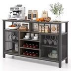 Meuble de bar Costway Buffet Vaisselier de 140 cm avec 8 Porte-Bouteilles