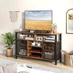 Meuble de bar Costway Buffet Vaisselier de 140 cm avec 8 Porte-Bouteilles