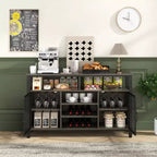 Meuble de bar Costway Buffet Vaisselier de 140 cm avec 8 Porte-Bouteilles