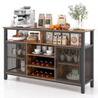Meuble de bar Costway Buffet Vaisselier de 140 cm avec 8 Porte-Bouteilles