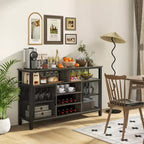 Meuble de bar Costway Buffet Vaisselier de 140 cm avec 8 Porte-Bouteilles