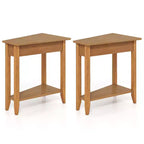 Costway Lot de 2 tables d'appoint irrégulières et étroites avec étagère de rangement pour canapé, couleur noyer