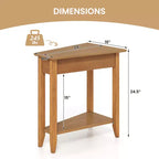 Costway Lot de 2 tables d'appoint irrégulières et étroites avec étagère de rangement pour canapé, couleur noyer