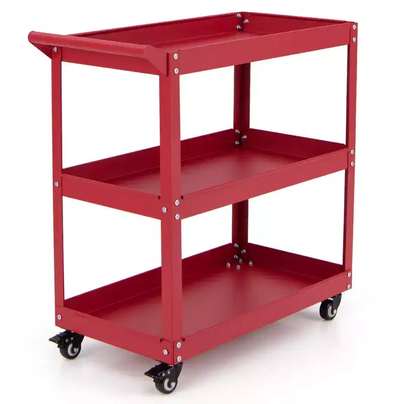 Chariot à outils roulant Costway à 3 niveaux avec 3 étagères spacieuses et 4 roues universelles avec 2 freins