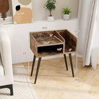 Costway Lot de 2 Tables d'Appoint de Style Moderne du Milieu du Siècle avec Étagères Ouvertes et Pieds en Métal