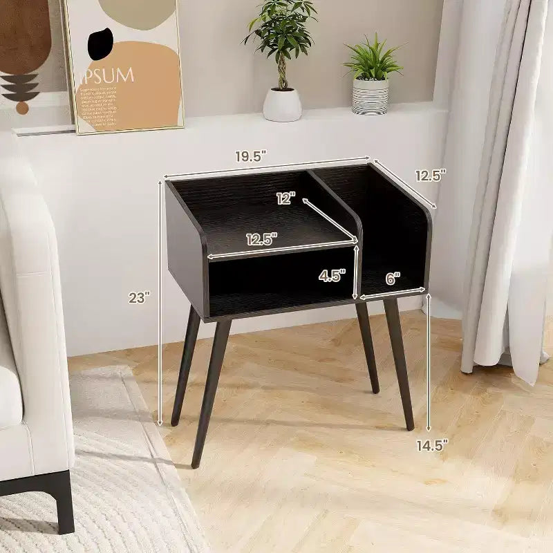 Costway Lot de 2 Tables d'Appoint de Style Moderne du Milieu du Siècle avec Étagères Ouvertes et Pieds en Métal