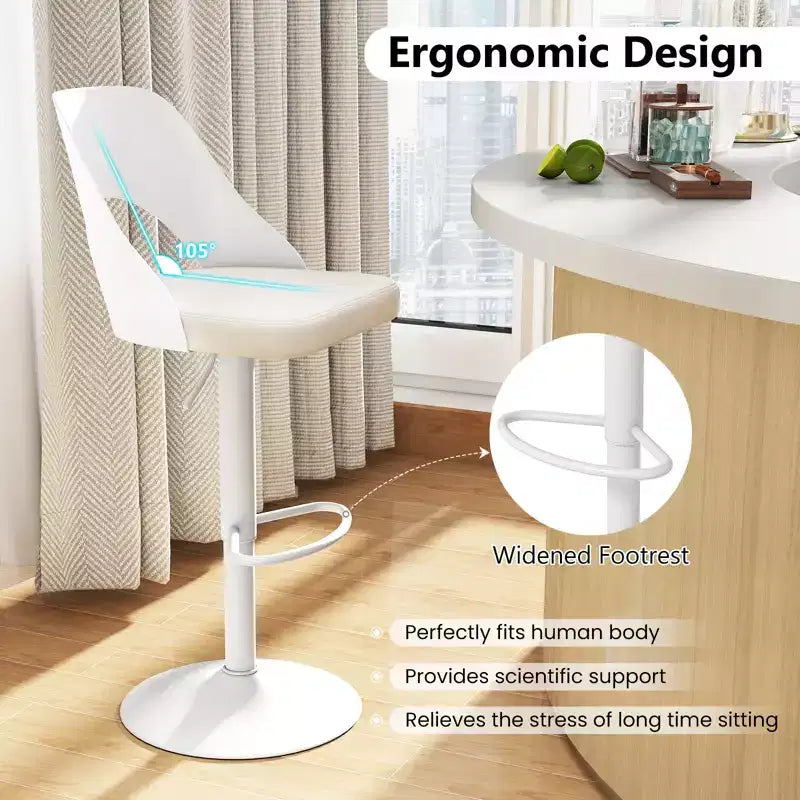 Tabourets de Bar Costway Lot de 4 avec Siège en Cuir PU Agrandie Repose-pieds Chaises de Bar Pivotantes
