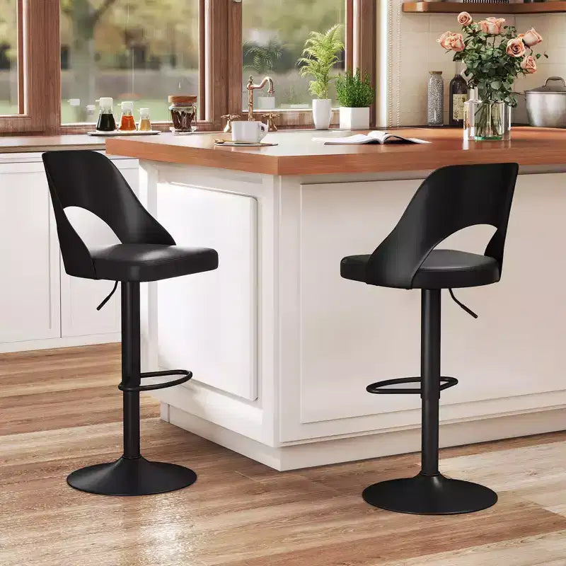 Tabourets de Bar Costway Lot de 4 avec Siège en Cuir PU Agrandie Repose-pieds Chaises de Bar Pivotantes