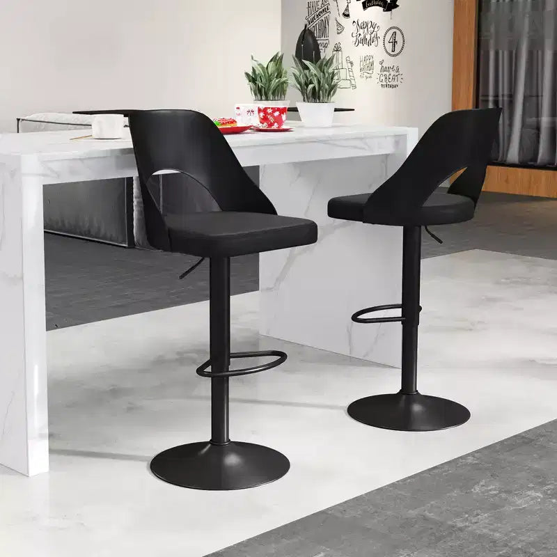 Tabourets de Bar Costway Lot de 4 avec Siège en Cuir PU Agrandie Repose-pieds Chaises de Bar Pivotantes