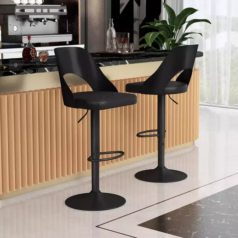 Tabourets de Bar Costway Lot de 4 avec Siège en Cuir PU Agrandie Repose-pieds Chaises de Bar Pivotantes