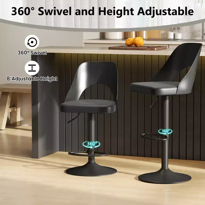 Tabourets de Bar Costway Lot de 4 avec Siège en Cuir PU Agrandie Repose-pieds Chaises de Bar Pivotantes