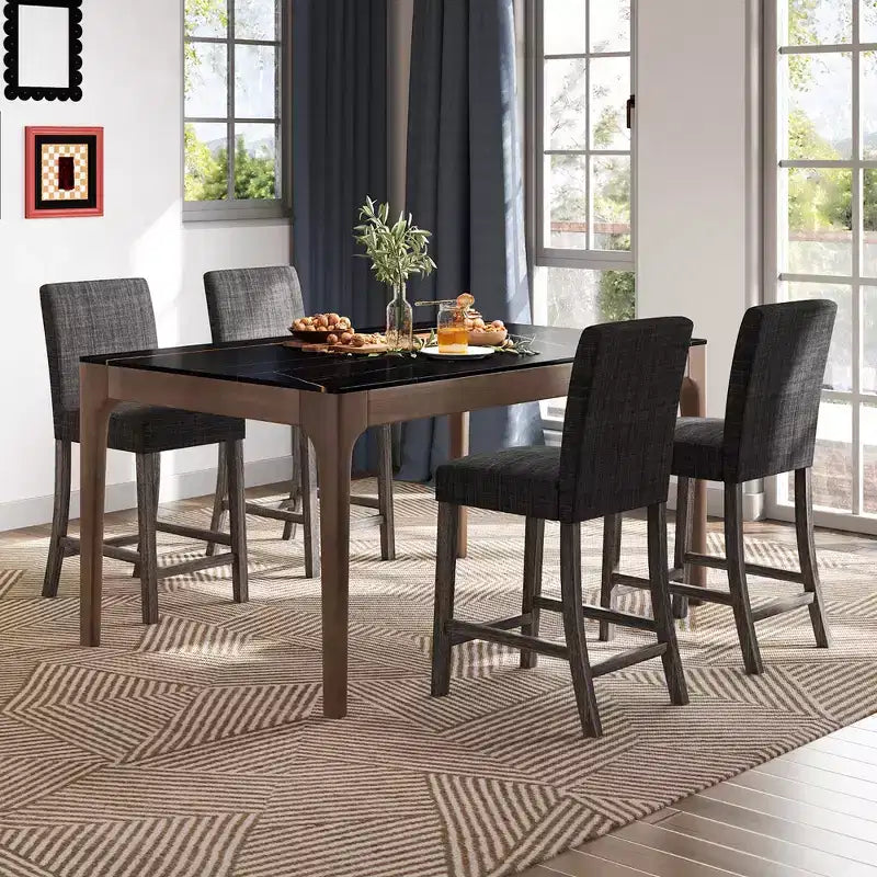 Costway Lot de 4 tabourets de bar hauteur comptoir 62,2 cm, chaises de cuisine modernes en tissu rembourré