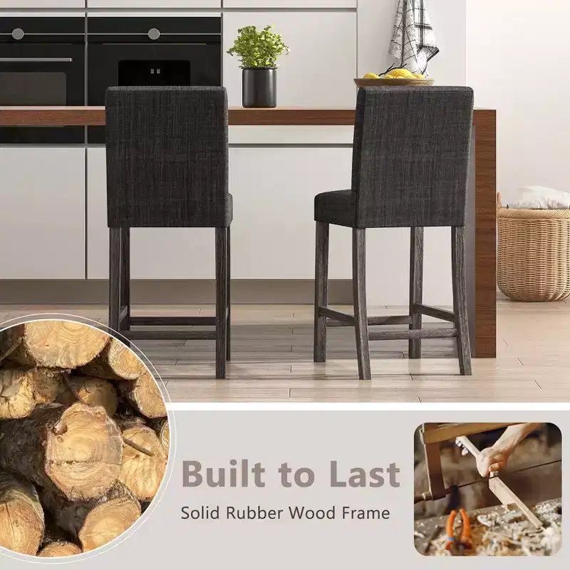 Costway Lot de 4 tabourets de bar hauteur comptoir 62,2 cm, chaises de cuisine modernes en tissu rembourré