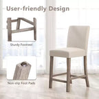 Costway Lot de 4 tabourets de bar hauteur comptoir 62,2 cm, chaises de cuisine modernes en tissu rembourré