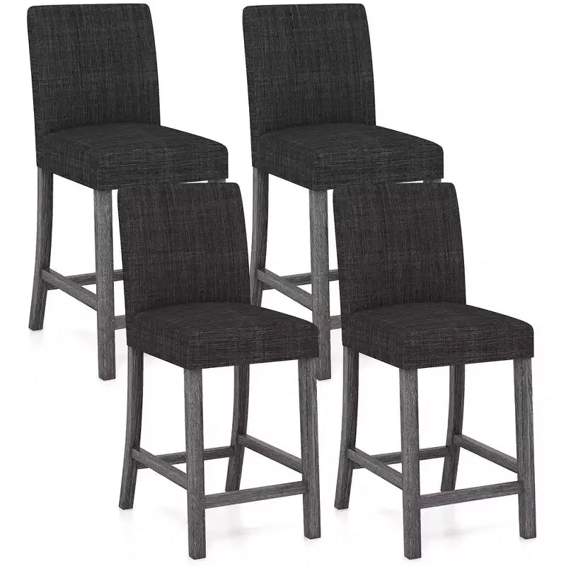 Costway Lot de 4 tabourets de bar hauteur comptoir 62,2 cm, chaises de cuisine modernes en tissu rembourré