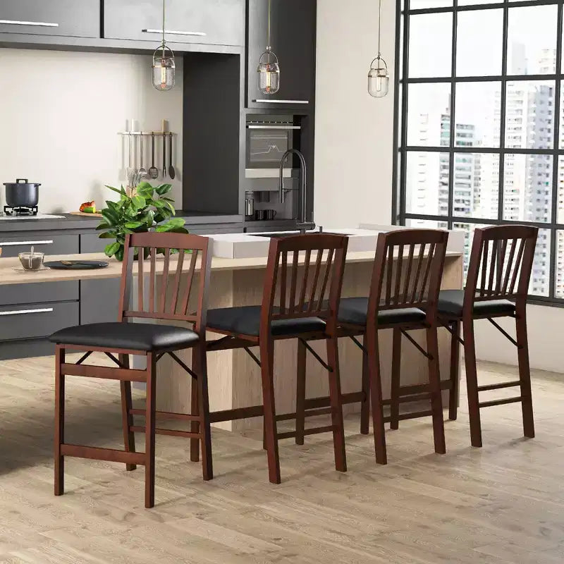Costway Lot de 4 tabourets de comptoir pliants avec assise rembourrée pour îlot de cuisine