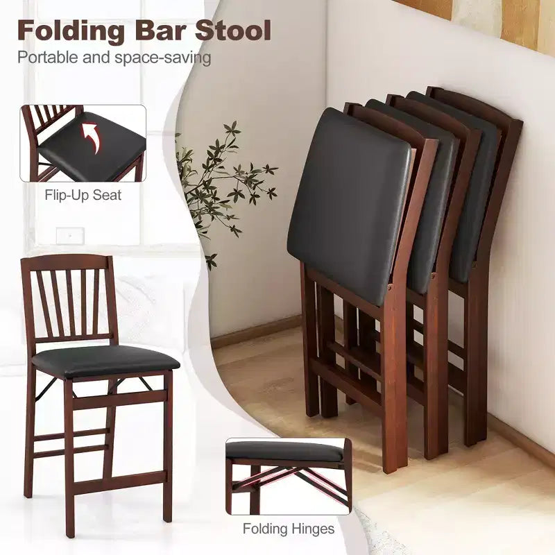 Costway Lot de 4 tabourets de comptoir pliants avec assise rembourrée pour îlot de cuisine