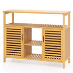 Meuble de salle de bain Costway en bambou avec 2 portes et étagères de rangement pour salon