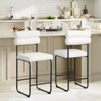Costway Lot de 2 tabourets de bar hauteur comptoir de 66 cm avec cadre en métal et repose-pieds