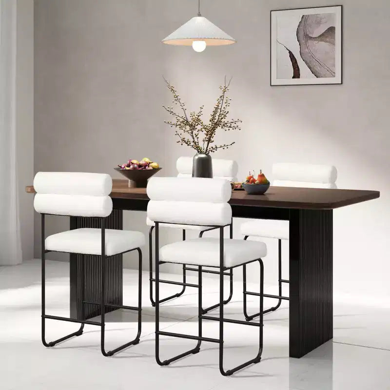 Costway Lot de 2 tabourets de bar hauteur comptoir de 66 cm avec cadre en métal et repose-pieds