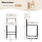 Costway Lot de 2 tabourets de bar hauteur comptoir de 66 cm avec cadre en métal et repose-pieds