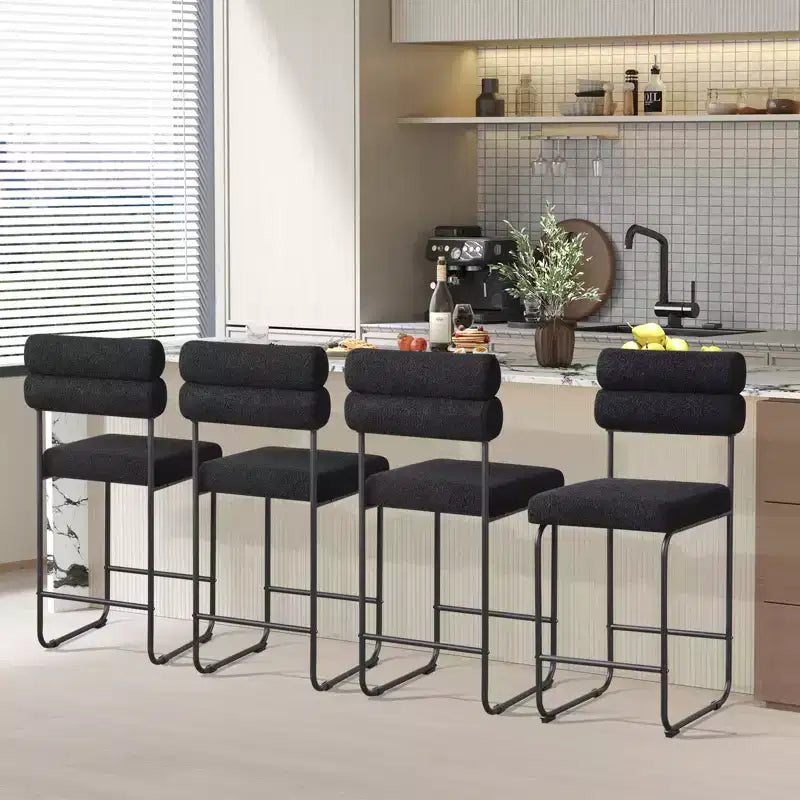 Costway Lot de 2 tabourets de bar hauteur comptoir de 66 cm avec cadre en métal et repose-pieds