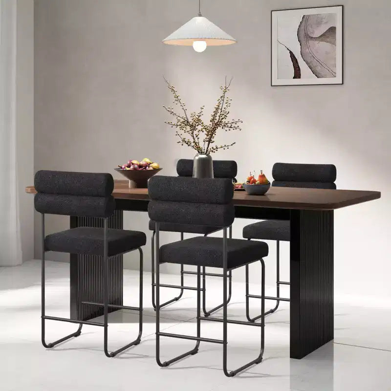 Costway Lot de 2 tabourets de bar hauteur comptoir de 66 cm avec cadre en métal et repose-pieds