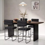Costway Lot de 2 tabourets de bar hauteur comptoir de 66 cm avec cadre en métal et repose-pieds